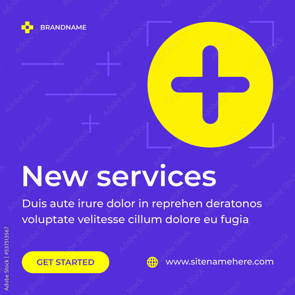 Obraz premium New services adding plus additional positive symbol cyberspace social media post vector