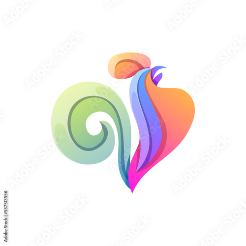 Vector logo illustration rooster gradient colorful style