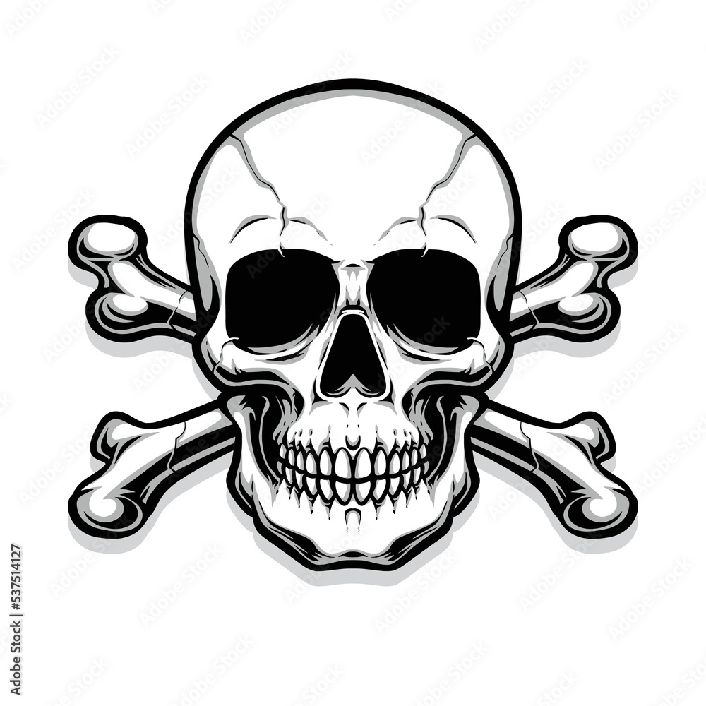 Fototapeta premium crossing bones skull vector logo