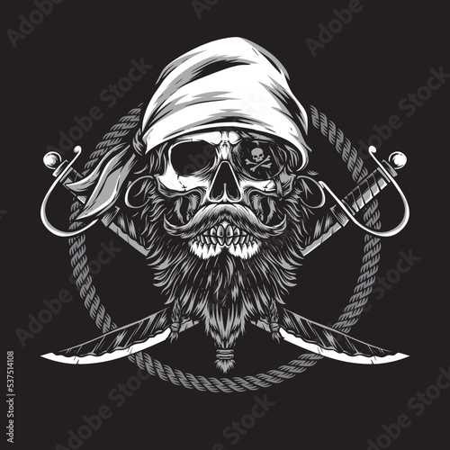 skull pirate illustration for clothing appare