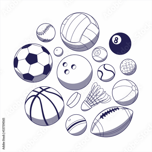 Fototapeta Naklejka Na Ścianę i Meble -  Flat set of sports equipment with transparent background. 