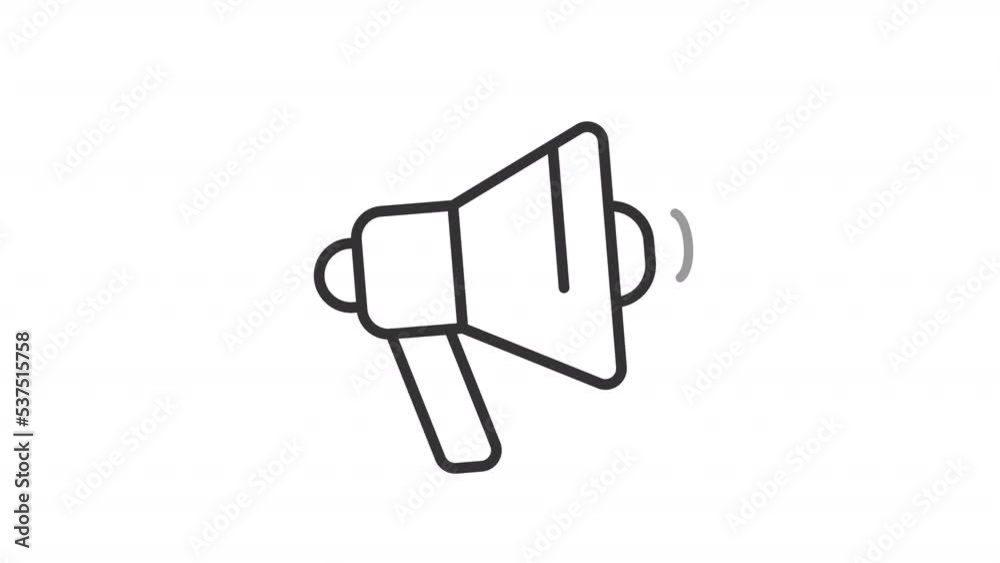 Animated bullhorn linear icon. Advertising campaign. Product promotion ...