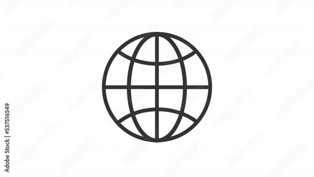 Animated globe linear icon. Internet connection. Cyberspace. International trade. Seamless loop HD video with alpha channel on transparent background. Outline motion graphic animation