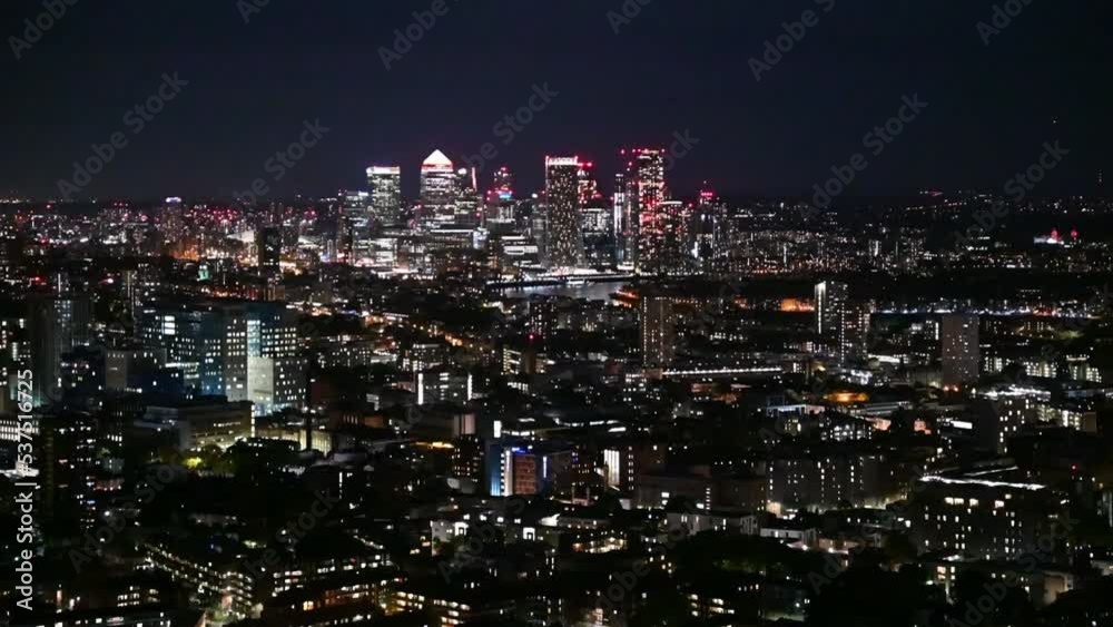 Evening View of Canary Wharf from Principal Tower, London, United Kingdom Evening View of Canary Wharf from Principal Tower, London, United Kingdom