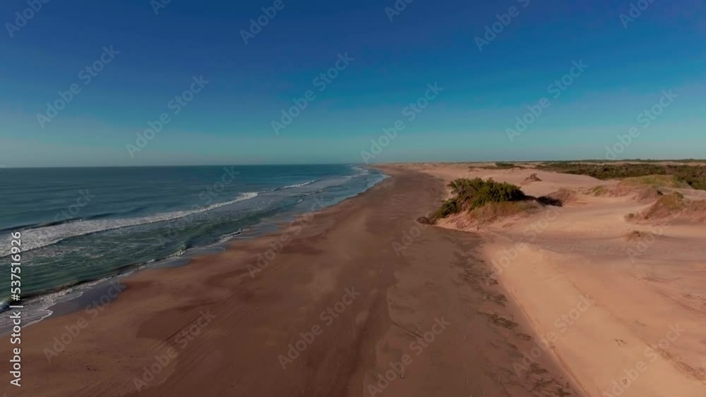 AERIAL - Shore of Mar Chiquita salt lake, Cordoba, Argentina, forward AERIAL - Shore of Mar Chiquita salt lake, Cordoba, Argentina, forward