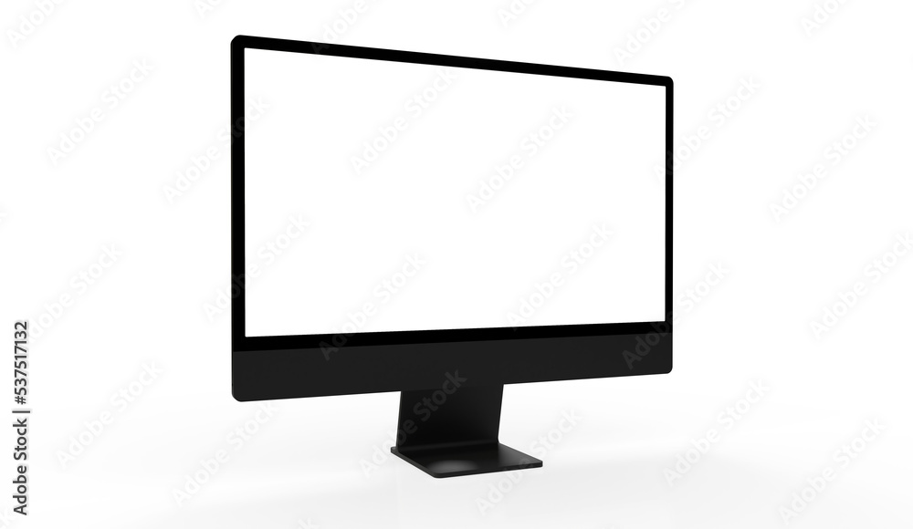 Computer display with blank white screen 3d Computer display with blank white screen 3d