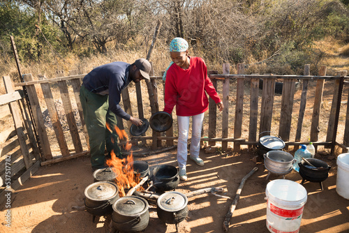 African cooking outdoors photo