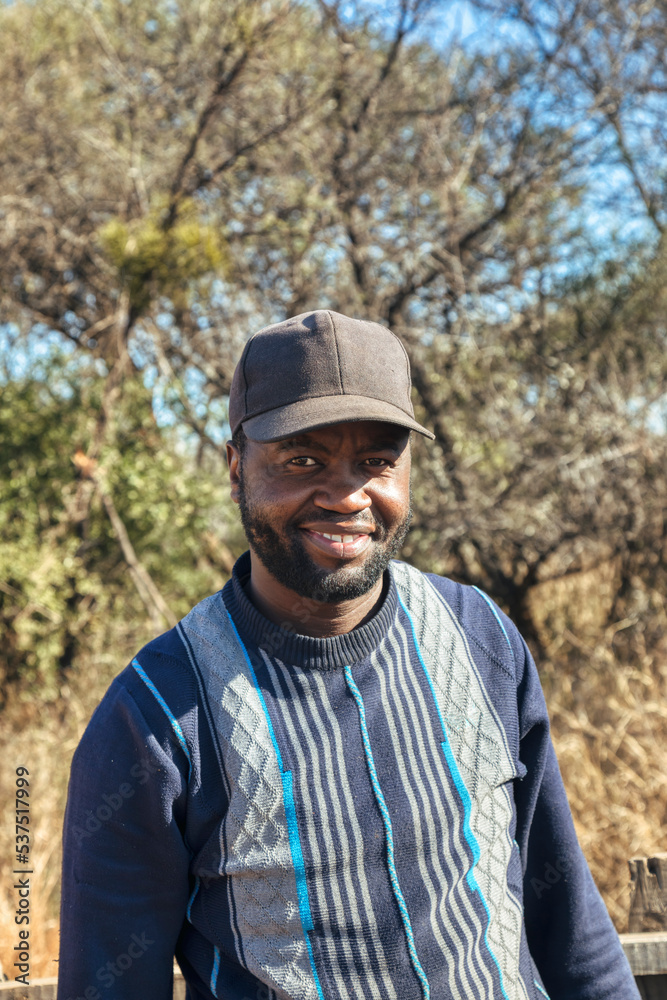 single African man with a hat
