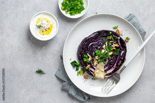 oven roasted red cabbage steak photo