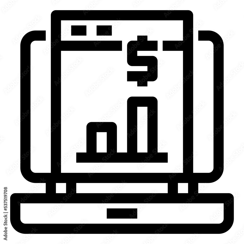 Icon Online Business Report With Style Outline Icon Online Business Report With Style Outline