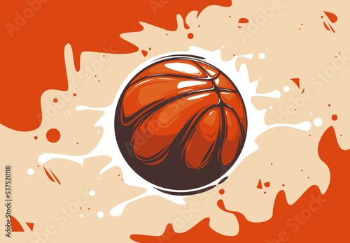 vector illustration of a basketball on an active background, a sports banner template for a basketball match