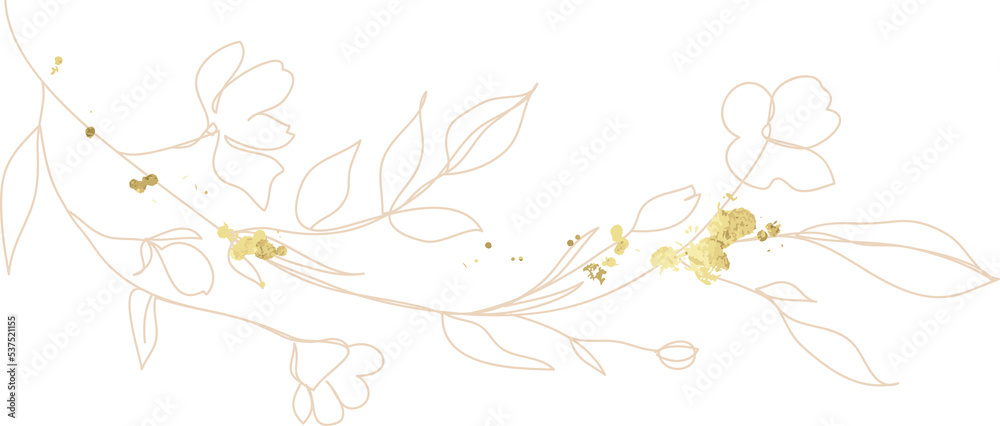 Flower and leaf with gold texture