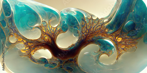 Organic abstract colorful fractal shapes and crystal lines background as wallpaper