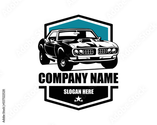 Muscle car silhouette logo vector concept badge emblem isolated 