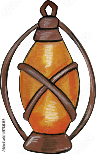 Hand drawn lamp from iron and glass