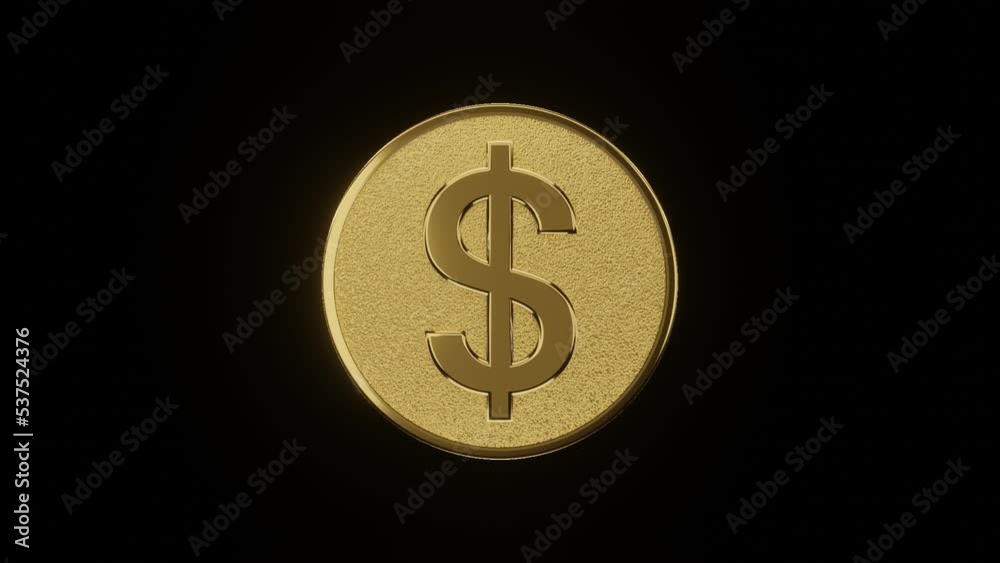 3D Spinning Golden Dollar Coin Seamless Animation in Transparent Background 3D Spinning Golden Dollar Coin Seamless Animation in Transparent Background