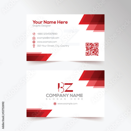 Random red and merun shaped company business card template photo