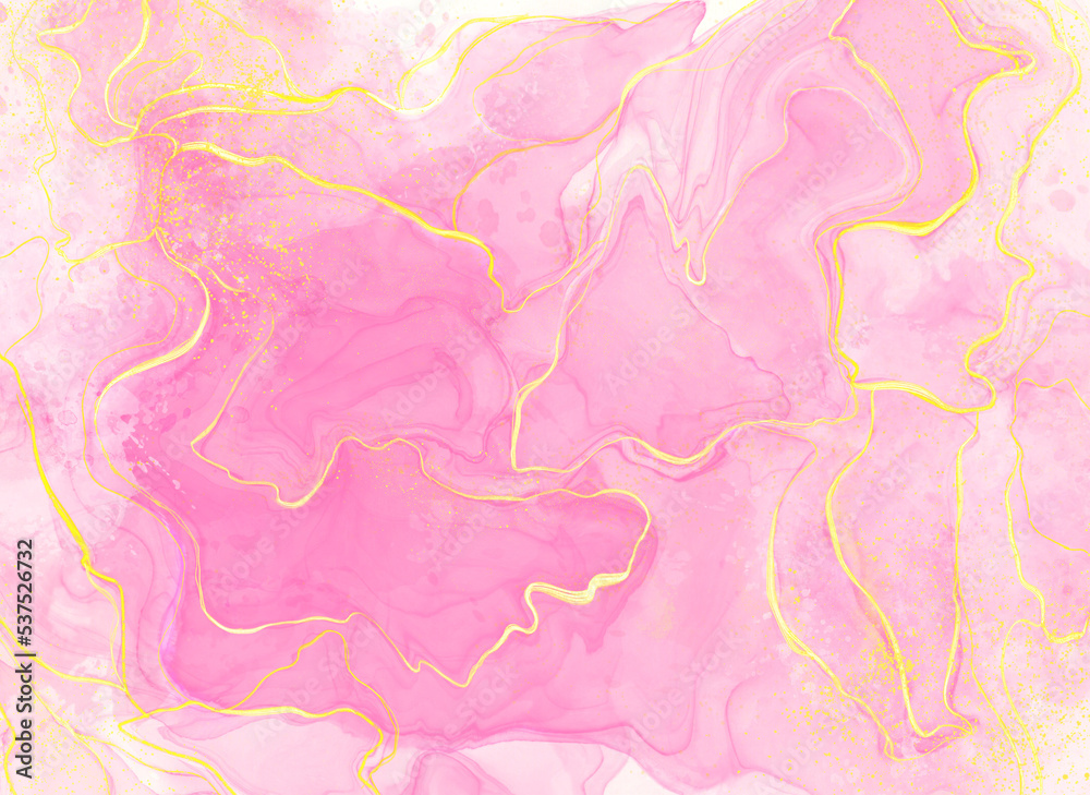 Background marble alcohol ink painting effect.Abstract fluid acrylic painting pink color.