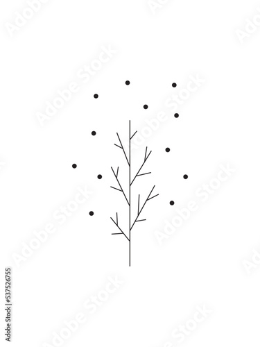 Christmas tree sketch silhouette minimalism simple vector illustration shapes black and white doodle scandinavian