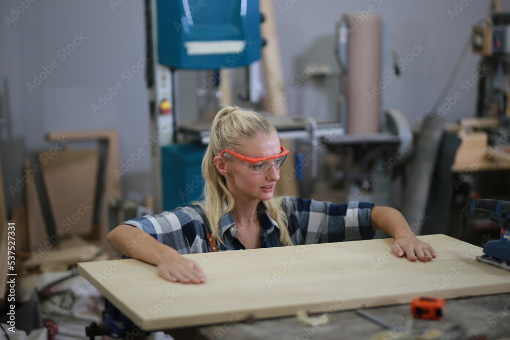 Carpenters Assembling Furniture, Small business in wood DIY workplace office background Carpenters Assembling Furniture, Small business in wood DIY workplace office background