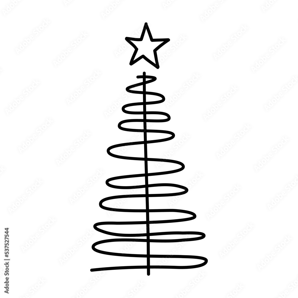 Christmas tree line illustration, winter line art vector, christmas decoration element, minimalist line tree vector Christmas tree line illustration, winter line art vector, christmas decoration element, minimalist line tree vector