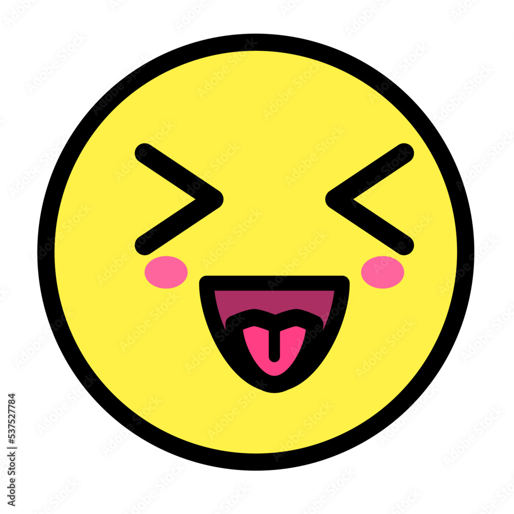 Flat kawaii emoji face. Cute funny cartoon character. Simple line art expressions web icon. Emoticon sticker. Vector graphic illustration. Flat kawaii emoji face. Cute funny cartoon character. Simple line art expressions web icon. Emoticon sticker. Vector graphic illustration.