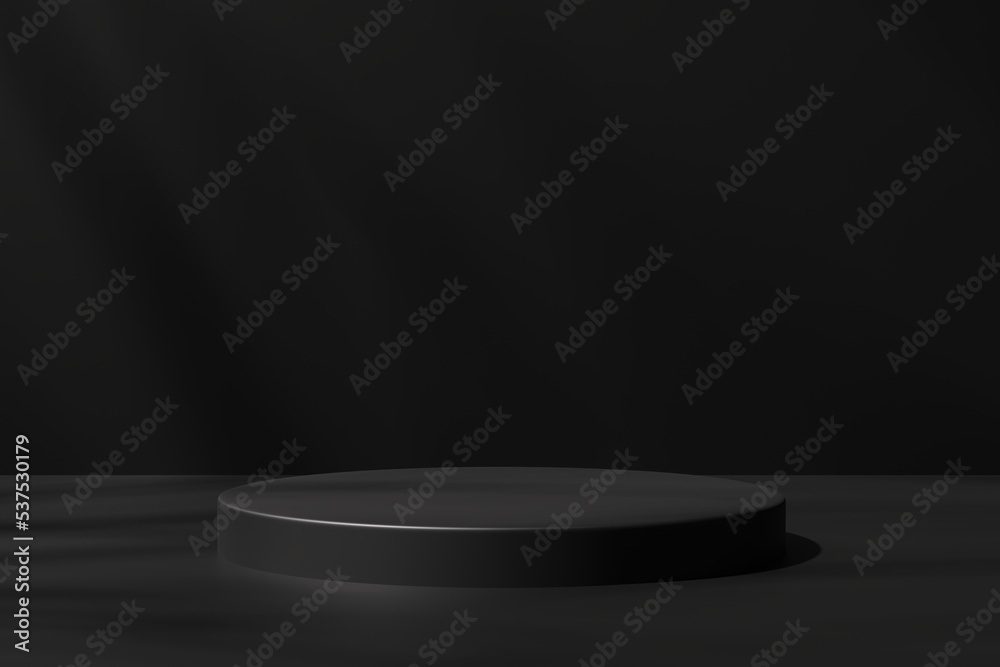 Round podium on black background, 3d render Round podium on black background, 3d render