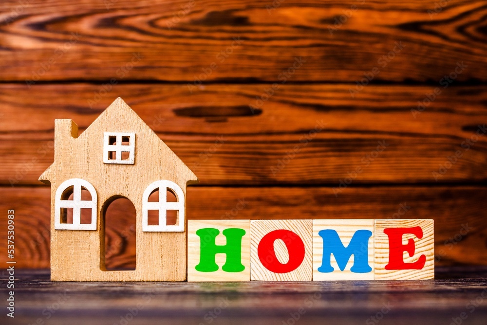 Wooden home and text on the cubes home
Wooden home and text on the cubes home