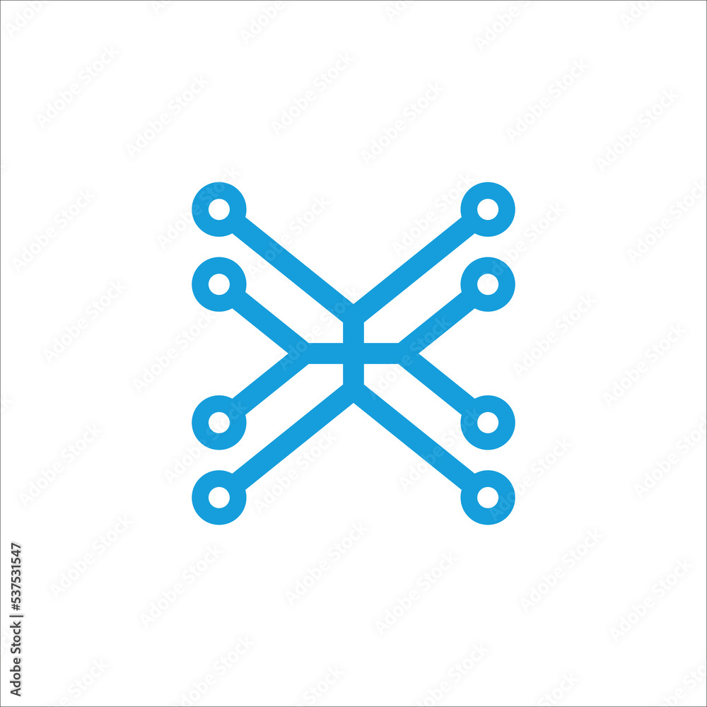 X circuit board connection logo design vector sign X circuit board connection logo design vector sign