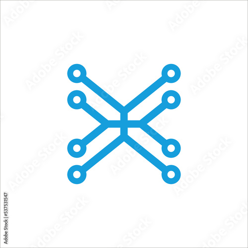 X circuit board connection logo design vector sign