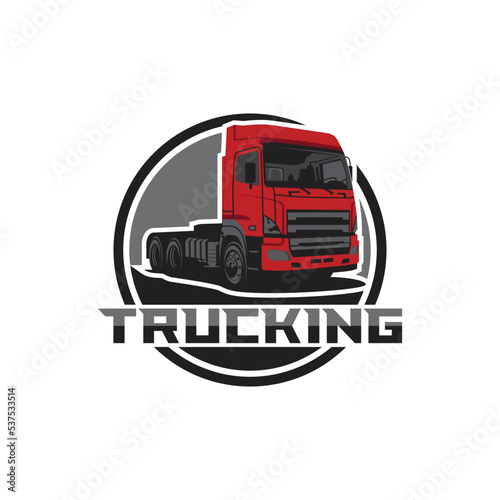 Trucking company logo, badge emblem logo concept. vector illustration
