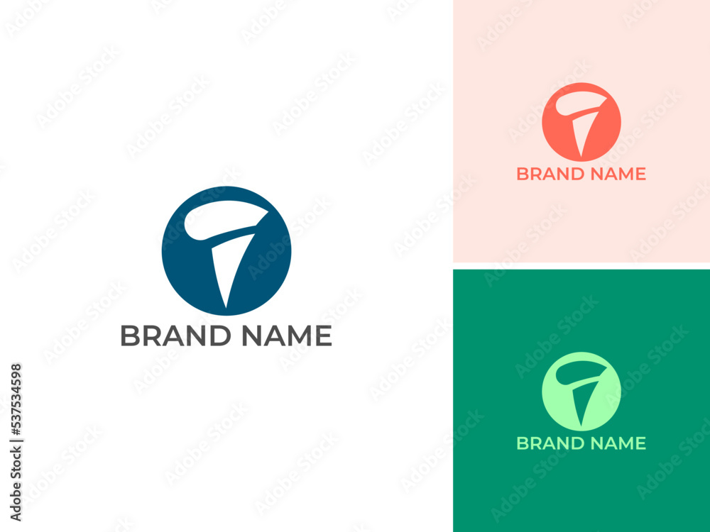 ILLUSTRATION ABSTRACT LETTER T WITH CIRCLE MODERN LOGO ICON DESIGN VECTOR