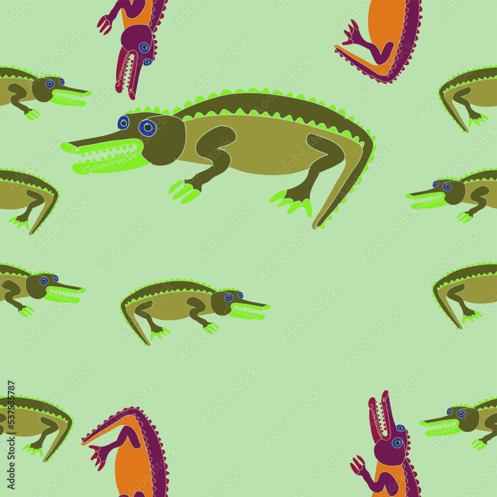 Obraz premium Seamless stylized colored reptile. Hand drawn.