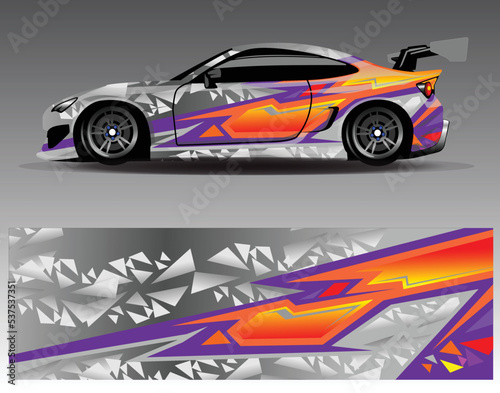 Sport Car decal wrap design vector. Graphic abstract stripe racing background kit designs for vehicle  race car  rally  adventure and livery