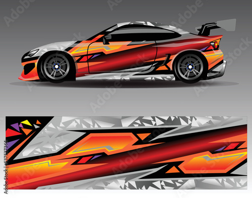 Sport Car decal wrap design vector. Graphic abstract stripe racing background kit designs for vehicle  race car  rally  adventure and livery