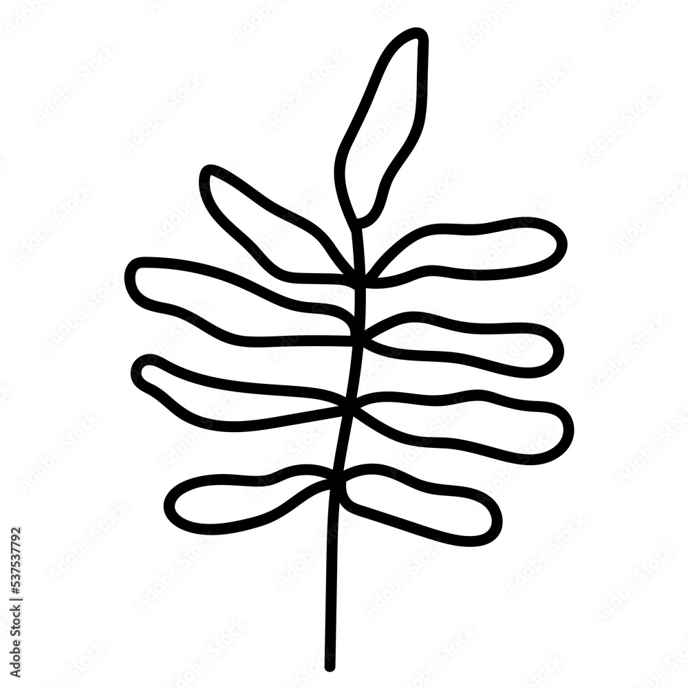 Monochrome floral branch doodle isolated on transparent background Monochrome floral branch doodle isolated on transparent background
