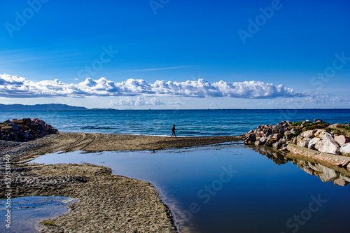 Panorama from the beach of the Sterpaia Natural Park in the Gulf of Follonica Piombino Tuscany Italy © Paolo Borella