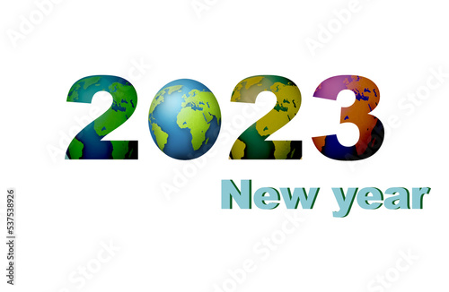 Lettering of the year 2023 in different colors