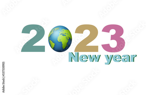 Lettering of the year 2023 in different colors
