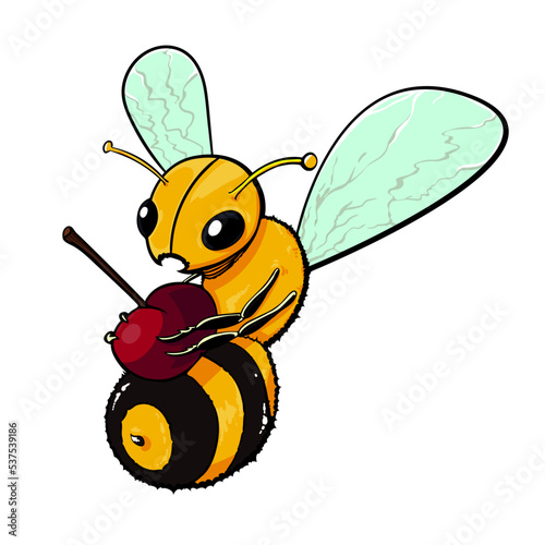 Vector hand drawn illustration of Bee isolated on white background.