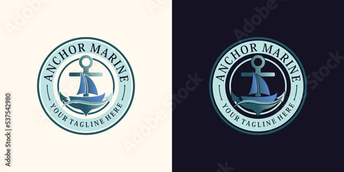 anchor logo design for sailor icon with creative concept Premium Vector