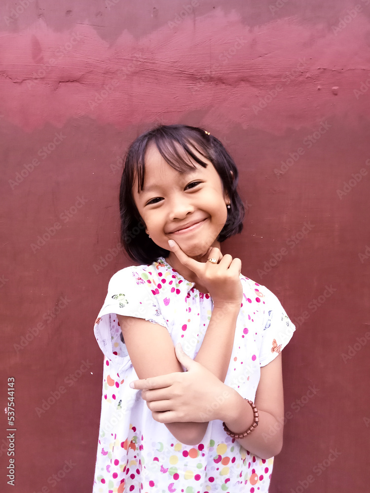 Portrait of nice-looking attractive lovely sweet curious cheerful cheery smart clever little girl creating new idea solution fantasize isolated dark color background Portrait of nice-looking attractive lovely sweet curious cheerful cheery smart clever little girl creating new idea solution fantasize isolated dark color background