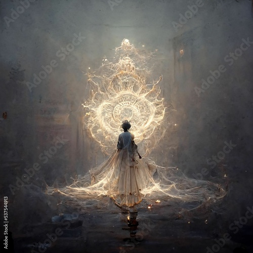 Soul spirit with a quantum entanglement to the divine photo