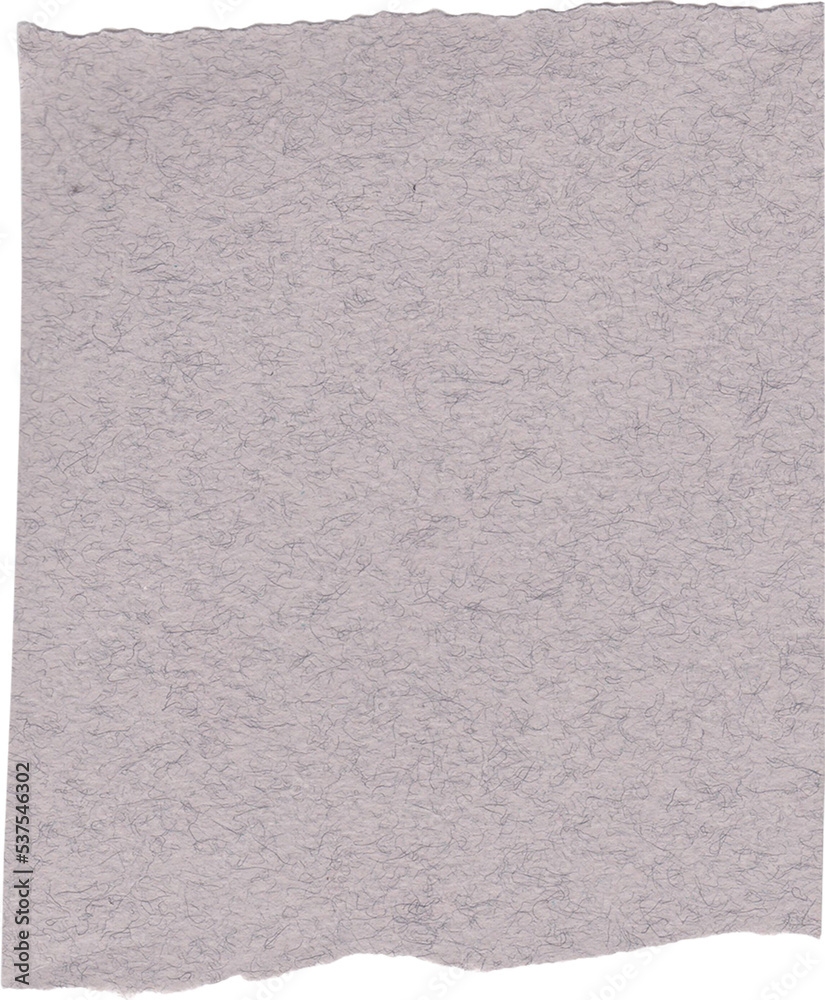 Fototapeta premium Gray textured paper piece with raw edges. Torn paper. Paper with torn edges. Ripped paper sheet. Note paper.