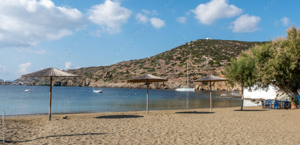 Beach at Faros town on Sifnos island in Greece
