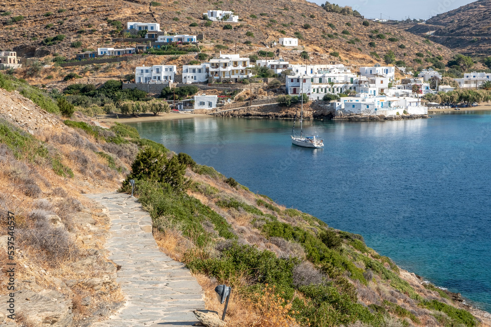 Hiking trail on the Greek island of Sifnos near the village of Faros