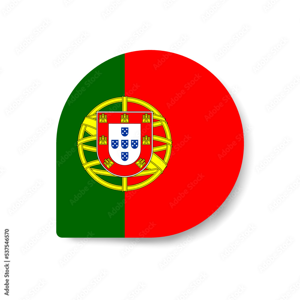 Portugal drop flag icon with shadow on white background. Portugal drop flag icon with shadow on white background.