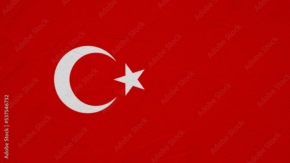Turkey background pattern template - Abstract stone concret wall texture in the colors of turkish flag