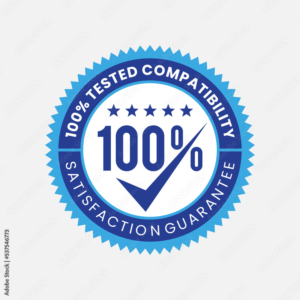 100 percent tested compatibility. minimalist icon, label, badge, logo for business product. vector illustration