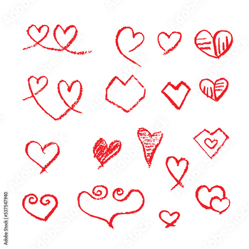 빨간 색연필 손그림 꾸밈 하트-1